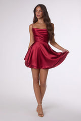 Satin Fit & Flare Dress