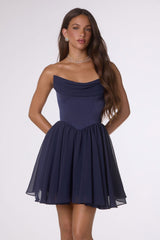 Satin Bodice Chiffon Dress