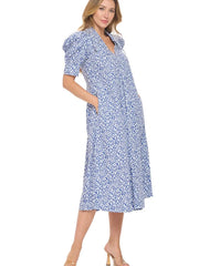 Bubble Sleeve Midi Dress