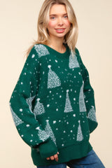 Round Neck Oversized Christmas Tree Sweater