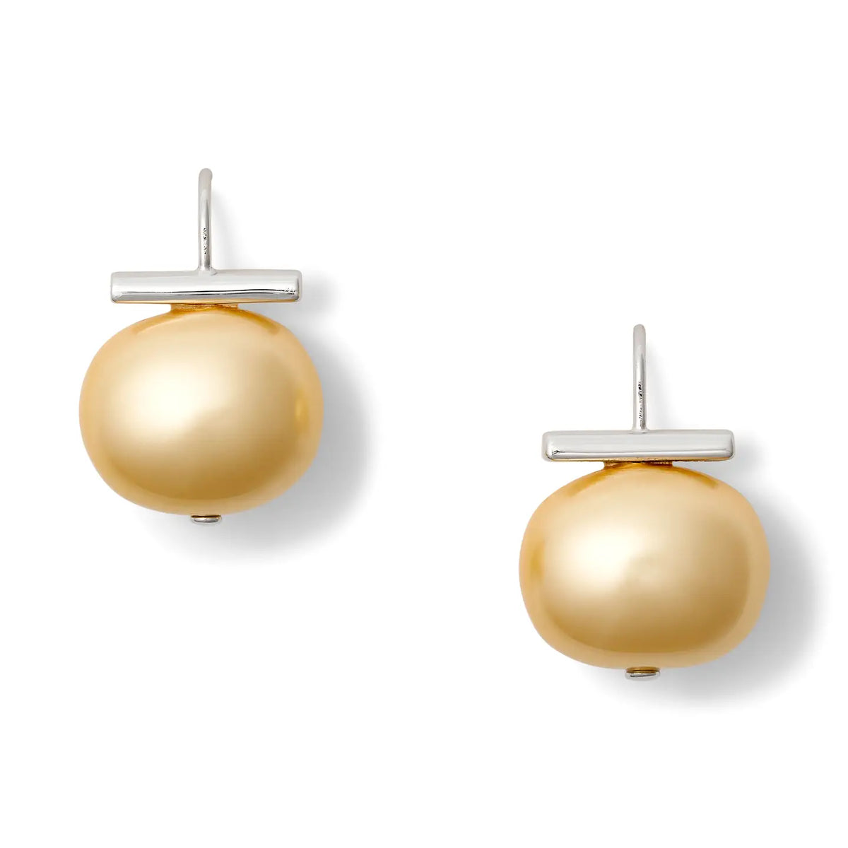 Statement Making Buttery Gold + Sterling Pebble Pear Earring