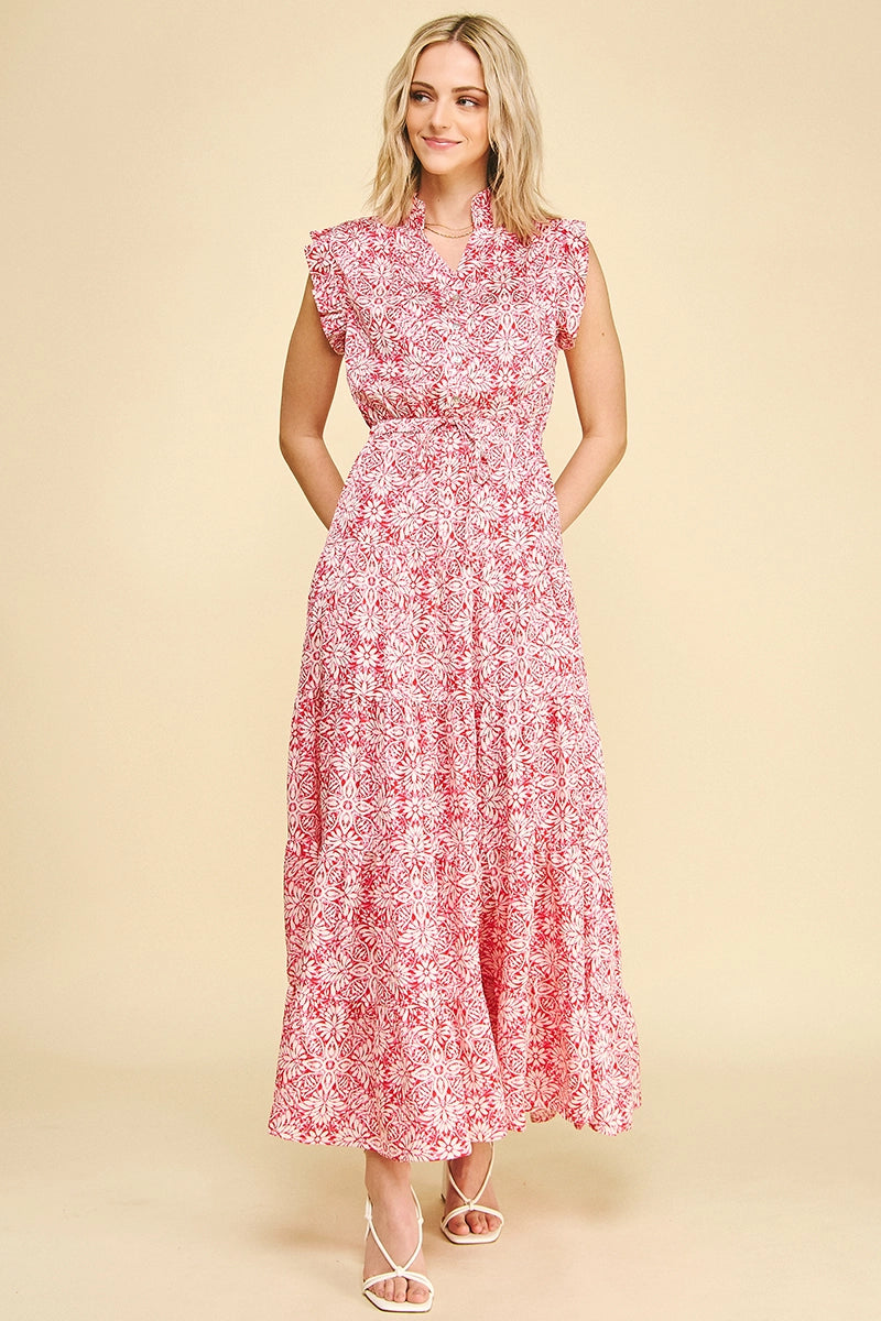 Floral Print Tiered Maxi