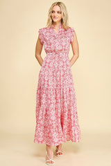 Floral Print Tiered Maxi