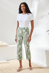 Printed Bengaline Pull On Capri Pants