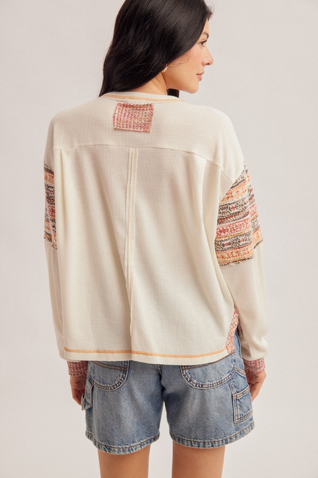 Striped Waffle Henley Top