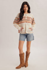 Striped Waffle Henley Top