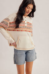 Striped Waffle Henley Top