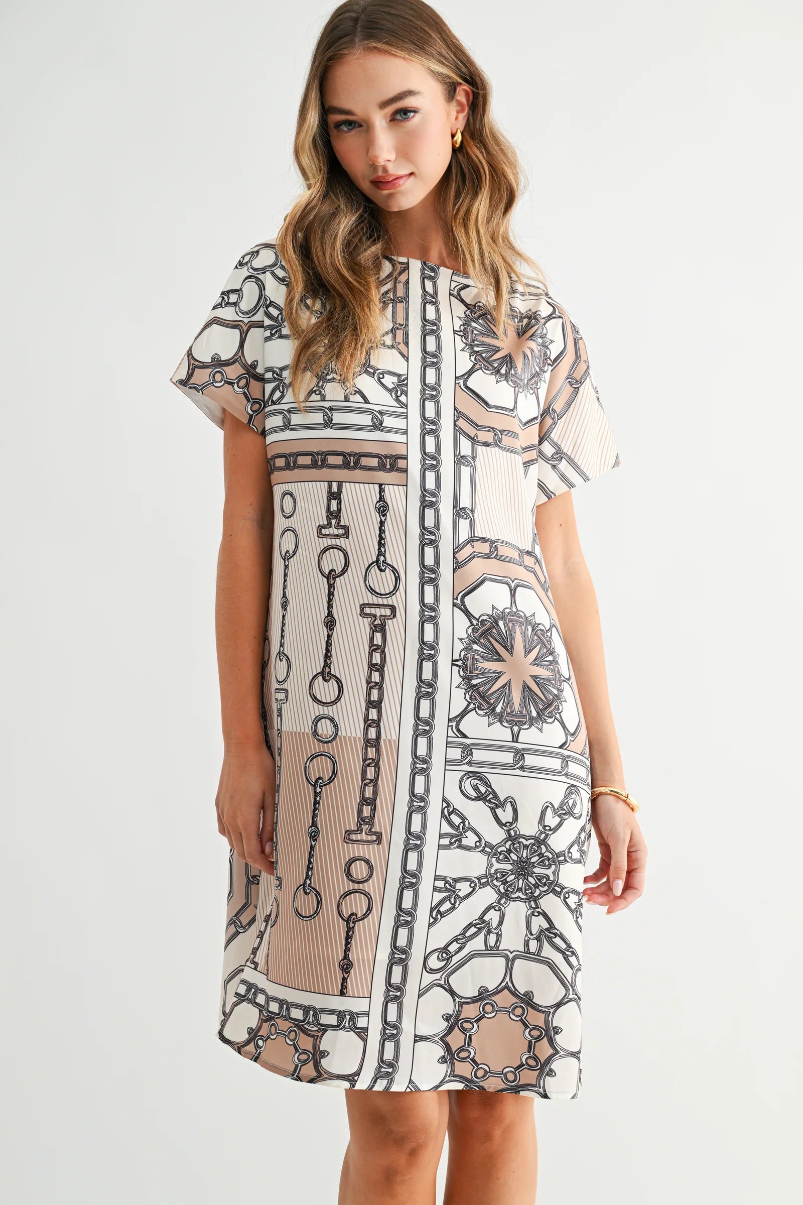 Nautical Print Shift Dress