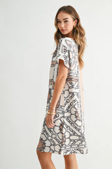 Nautical Print Shift Dress