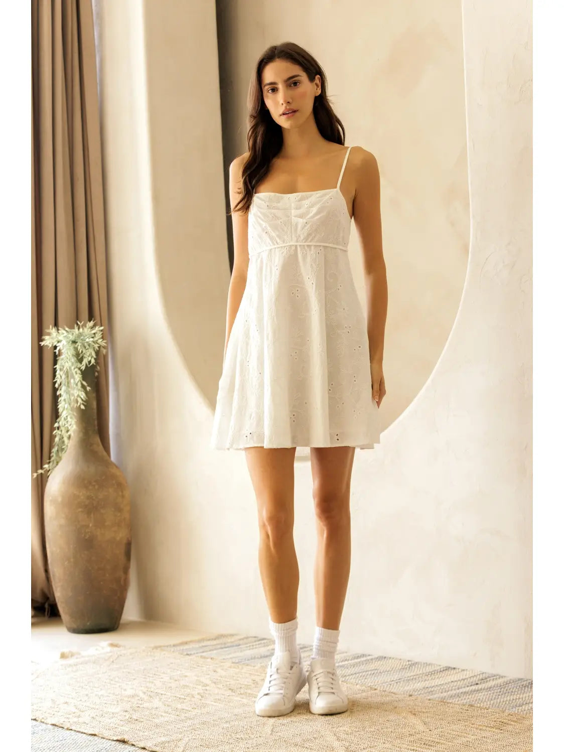 Embroidered A-Line Mini Dress