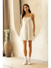 Embroidered A-Line Mini Dress
