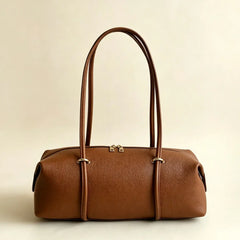 Genuine Leather Barrel Shoulder Bag