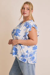V-Neck Flutter Sleeve Top