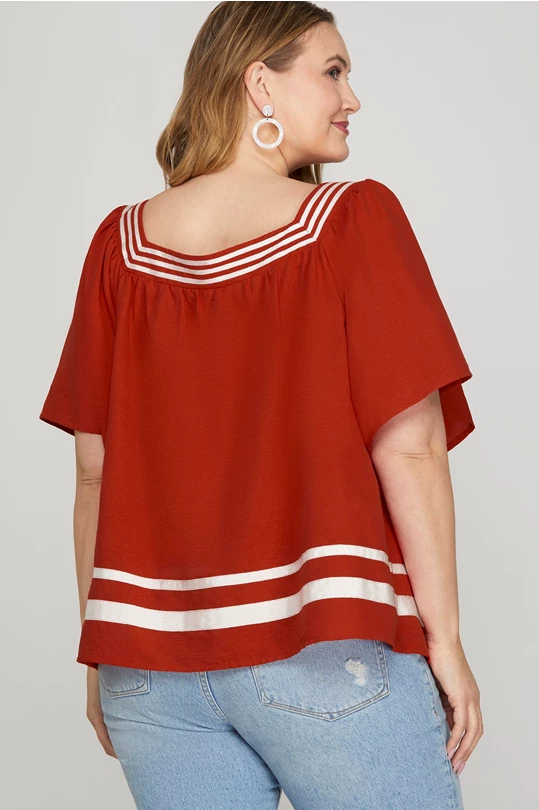 Flare Short Sleeve Woven Top