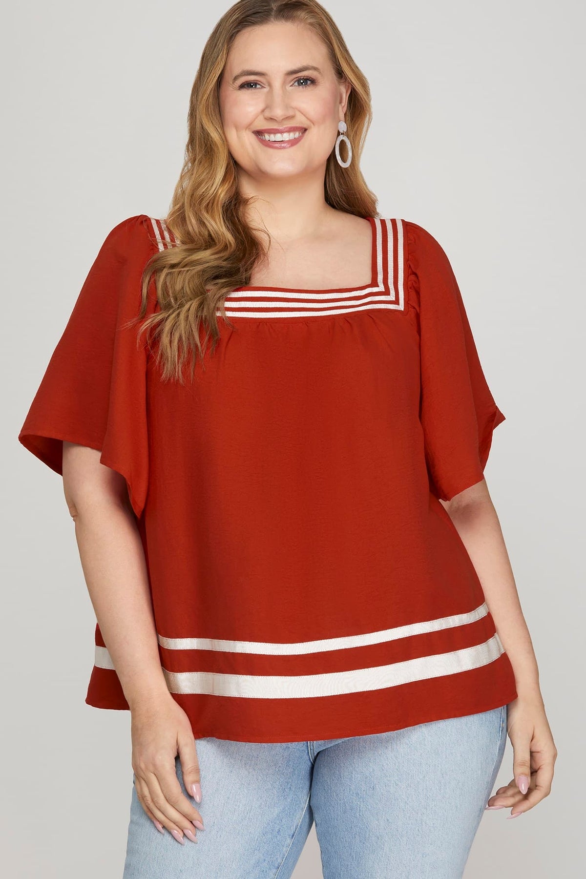 Flare Short Sleeve Woven Top