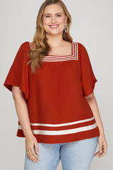 Flare Short Sleeve Woven Top