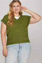 Drop Shoulder V Neck Sweater Vest