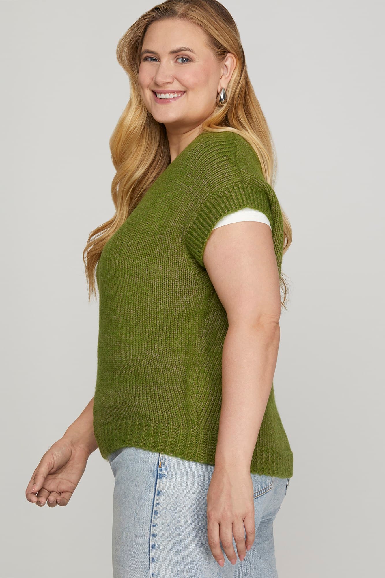 Drop Shoulder V Neck Sweater Vest