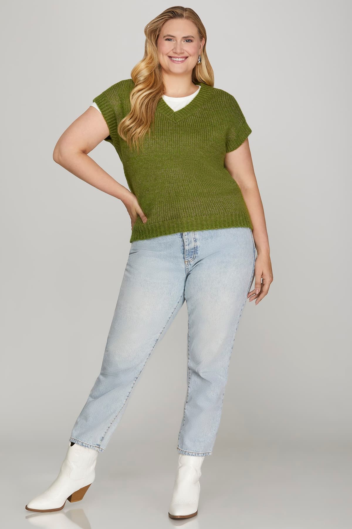 Drop Shoulder V Neck Sweater Vest