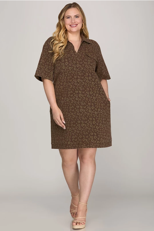 Short Sleeve Animal Print Mini Dress