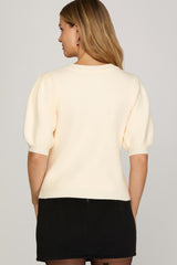 Short Sleeve Heart Sweater