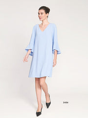 V-Neck Flounce Sleeve Dress
