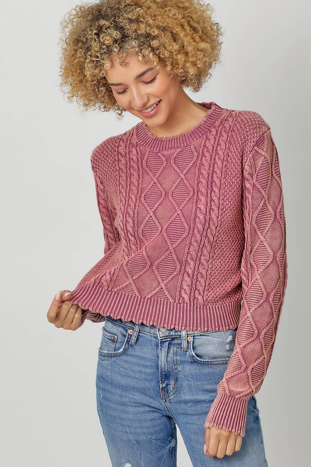 Washed Cropped Sweater