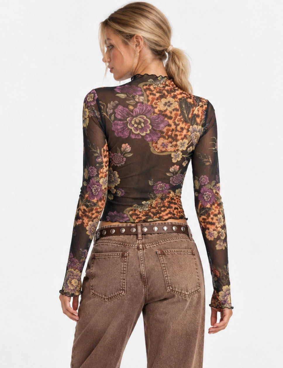 Leopard Floral Mesh Top