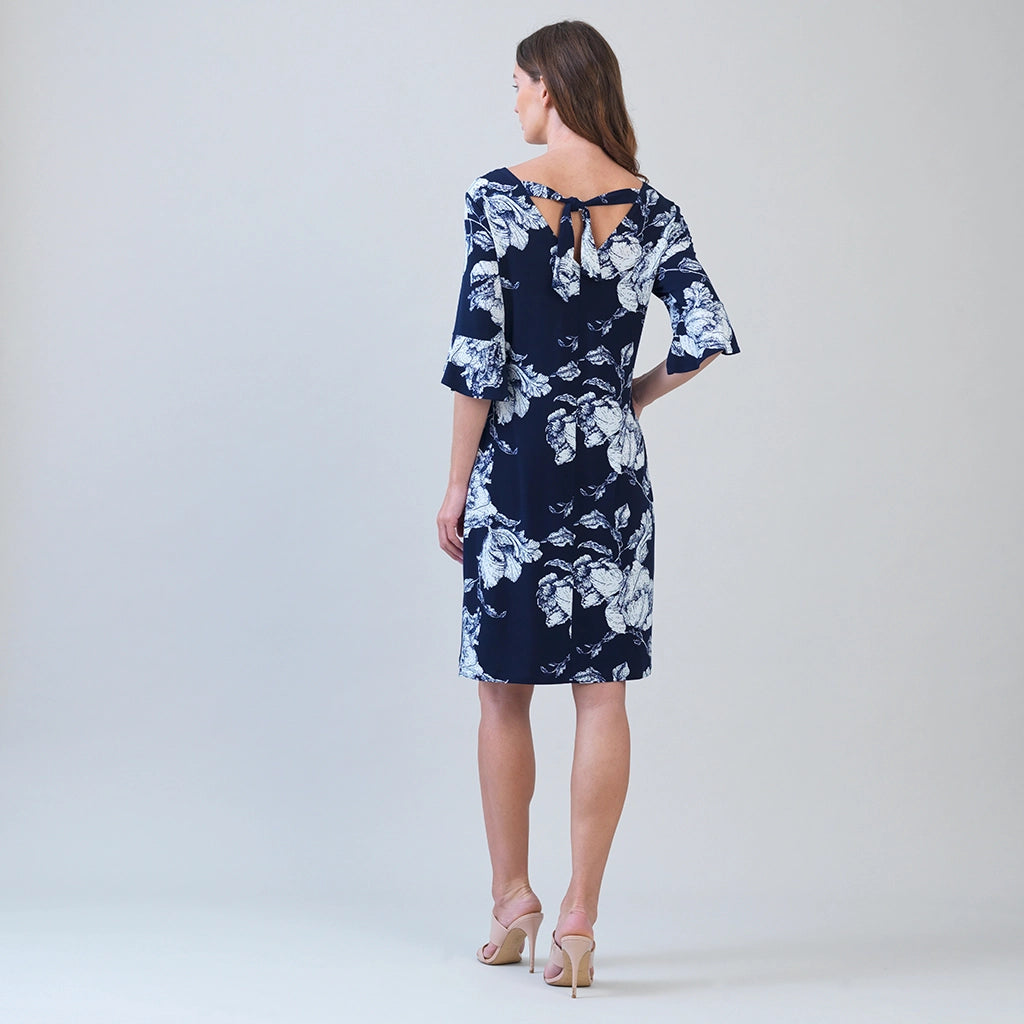 Peony Print 3/4 Sleeve Dress