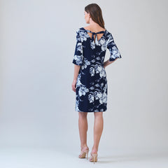 Peony Print 3/4 Sleeve Dress