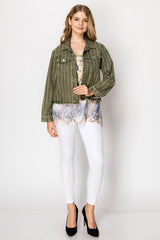 Denim Jacket with Sparkle Stripe Designs
