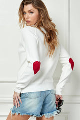 Heart Elbow Patch Knit Sweater