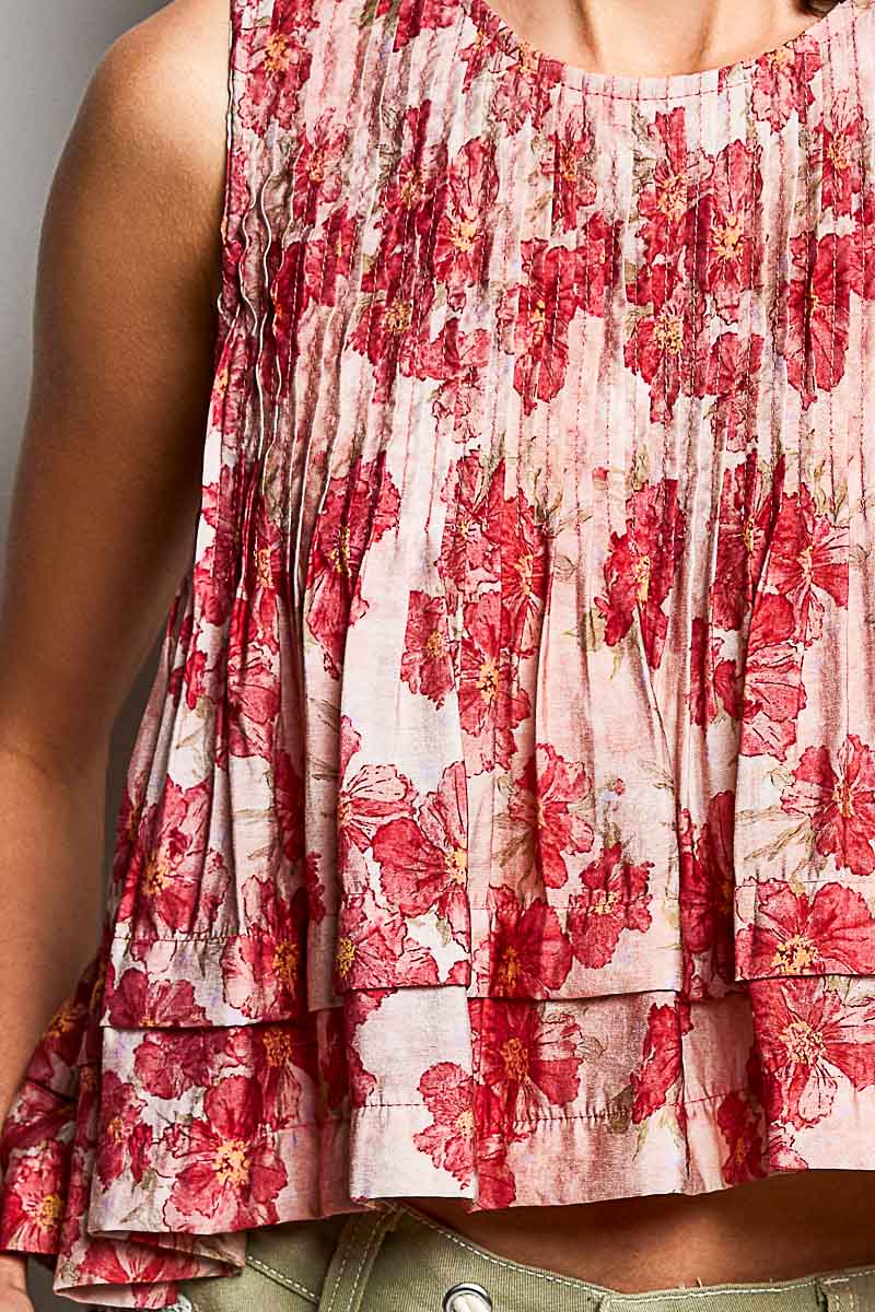 Floral Pleated Tank