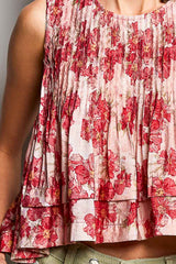 Floral Pleated Tank
