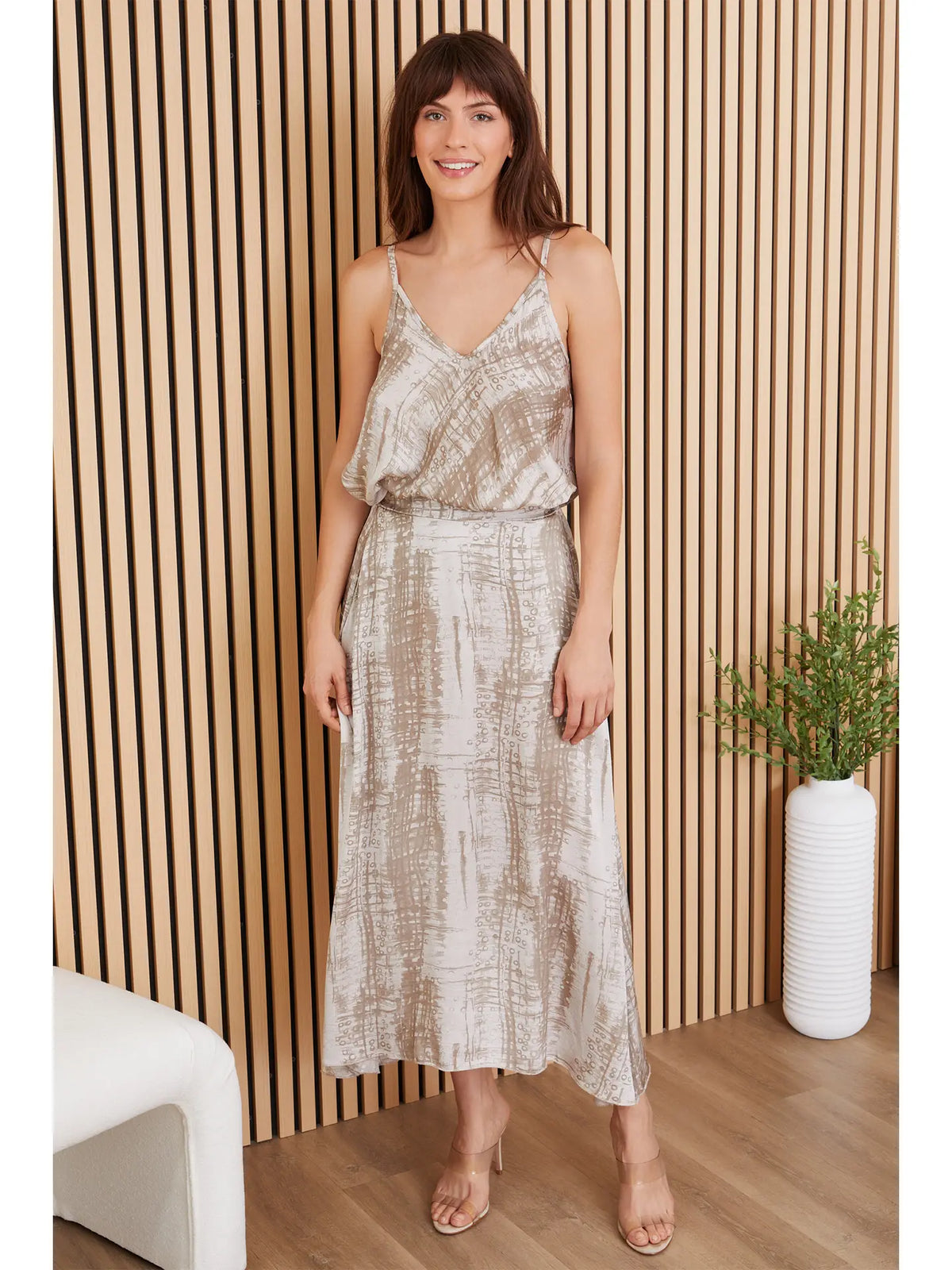 Static Print Midi Skirt