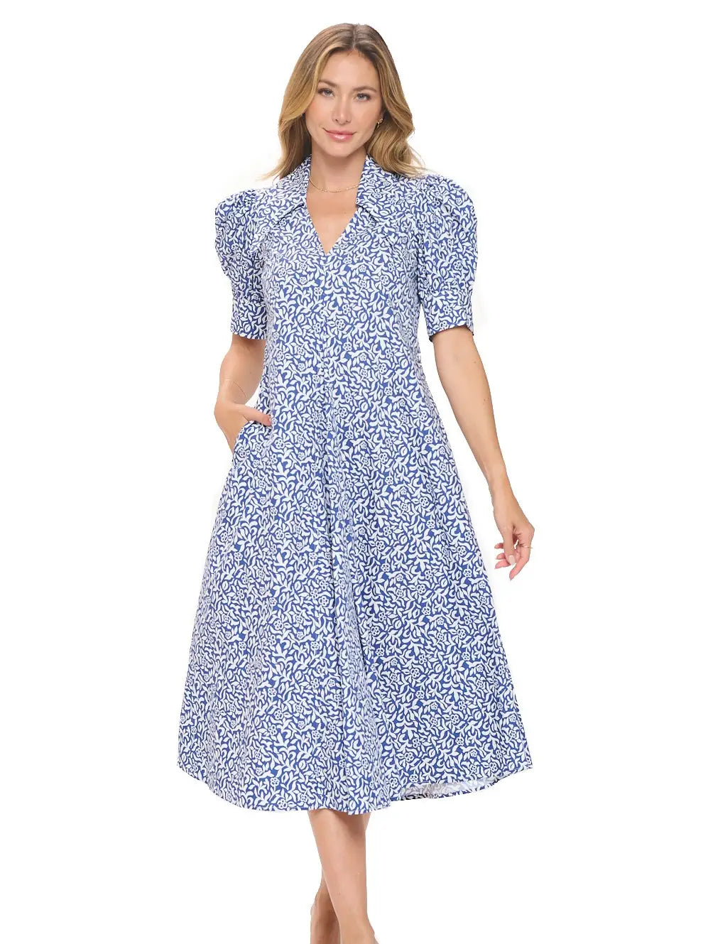 Bubble Sleeve Midi Dress