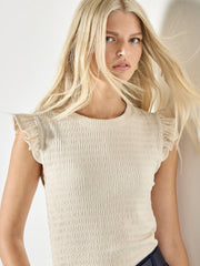 Textured Ruffle Sleeve Top