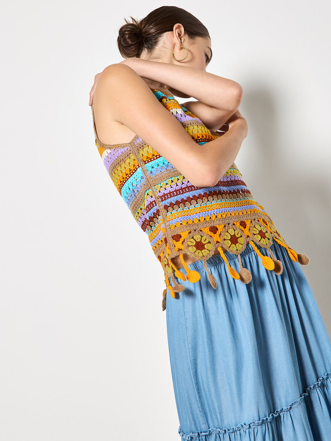 Stripe Tassel Crochet Top