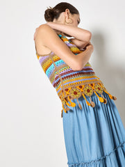 Stripe Tassel Crochet Top