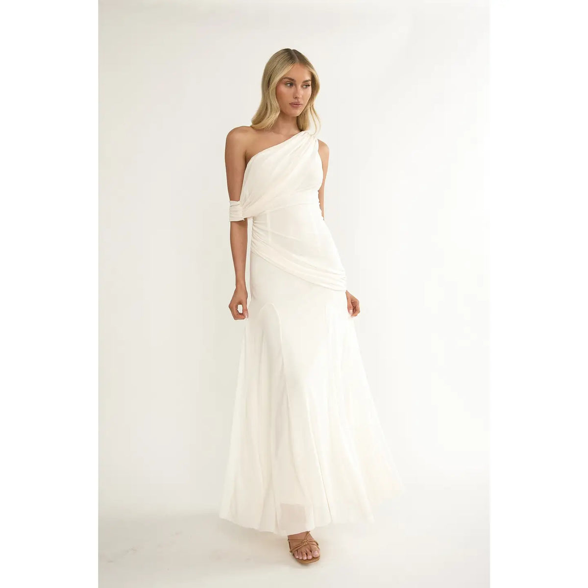 One Shoulder Wrap Maxi
