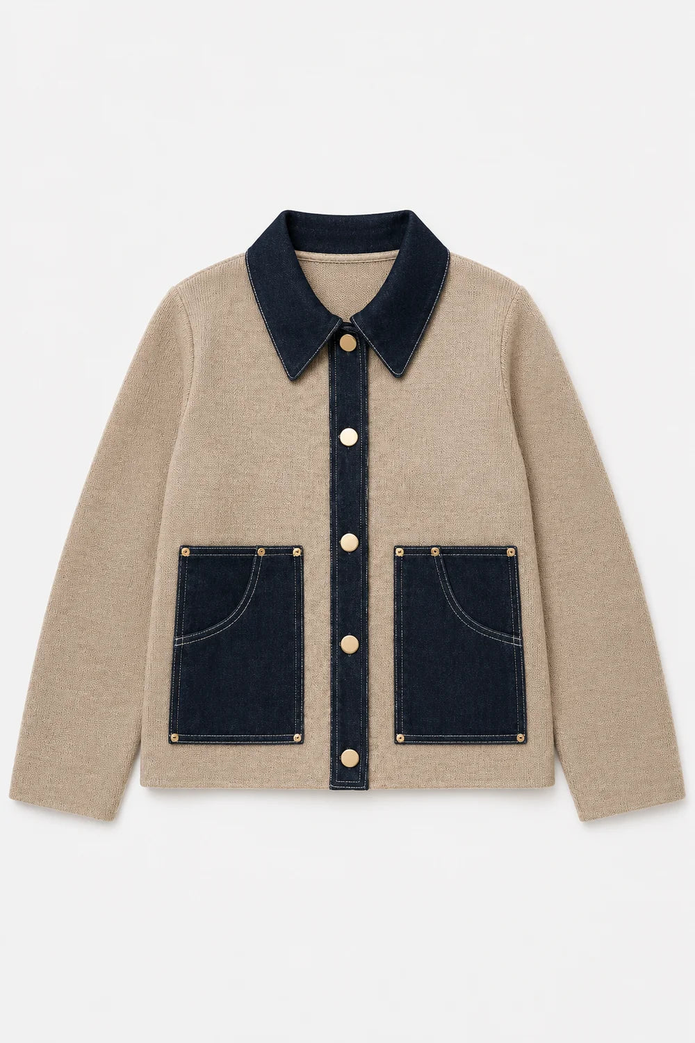 Sam Textured Knit Jacket w/ Denim