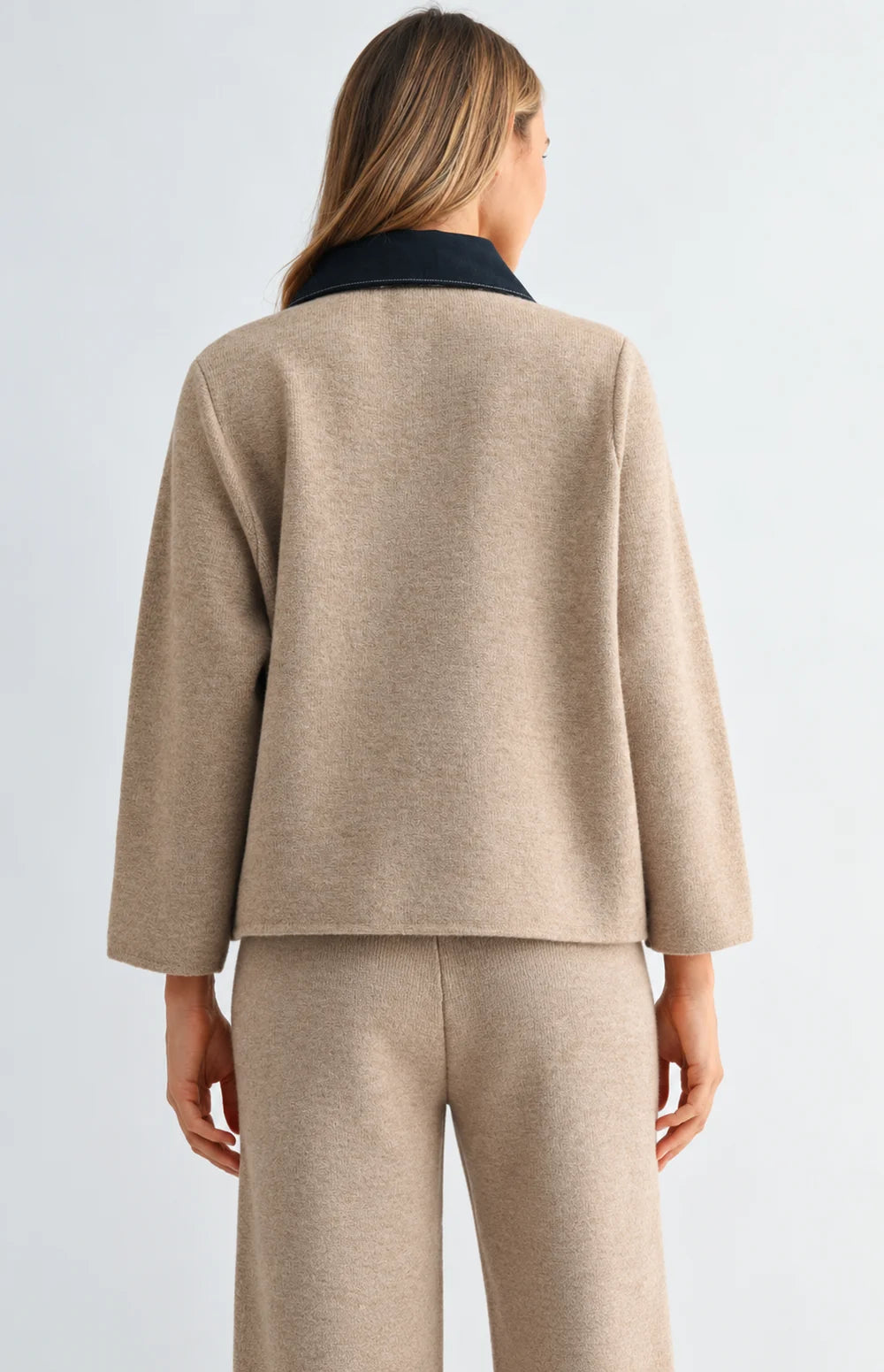 Sam Textured Knit Jacket w/ Denim