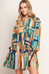 Long Sleeve Tiered Mini Dress