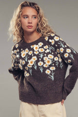 Daisy Floral Knit Sweater