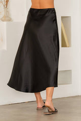 Relaxed Fit Satin Midi Skirt