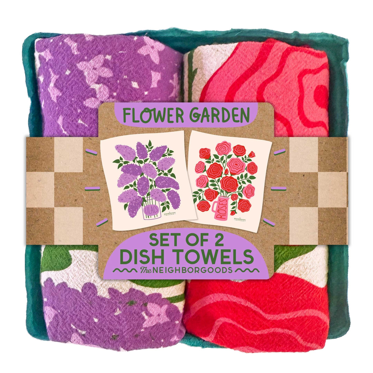 Flower Garden (Rose, Lilac) Tea Towel Set