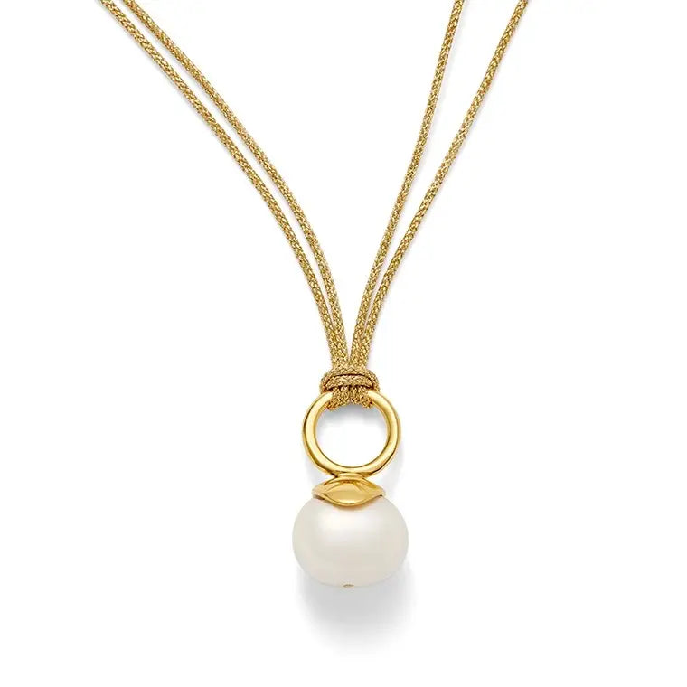 Pebble Pearl Pendant On Gold Cord
