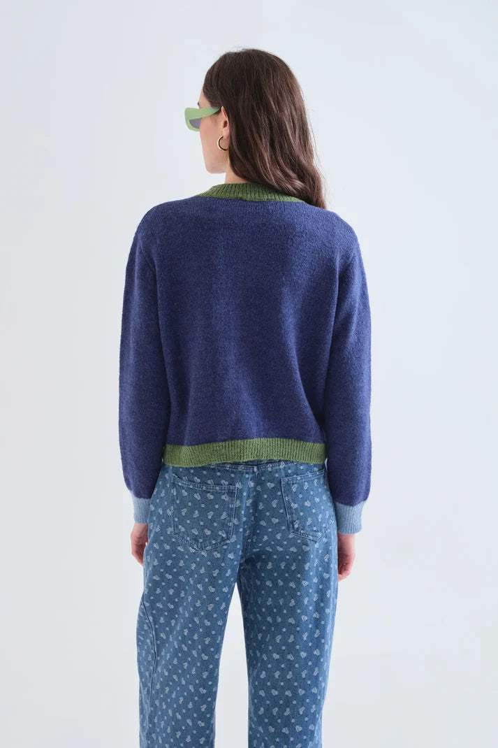 Two Tone Knit Cardigan