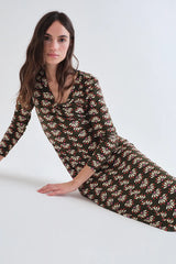 Geometric Print Vneck Midi Dress