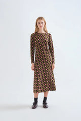 Round Neck Knotted Waist Midi Dress